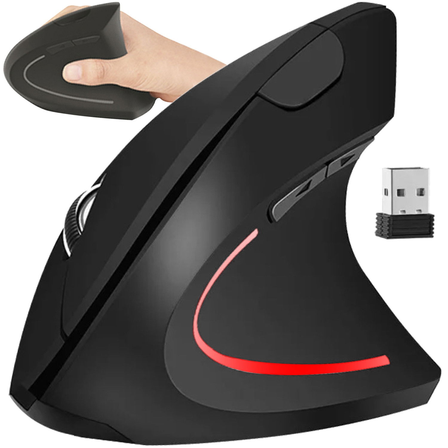 Mouse de computador vertical ergonômico sem fio