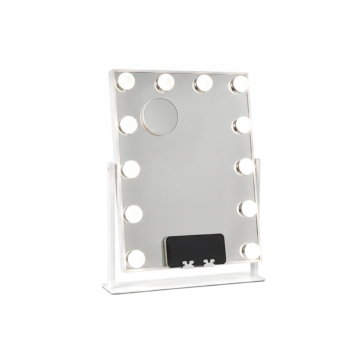 InnovaGoods Glarisse Tilting Hollywood Vanity Mirror, 12 LED Bulbs, Phone Holder