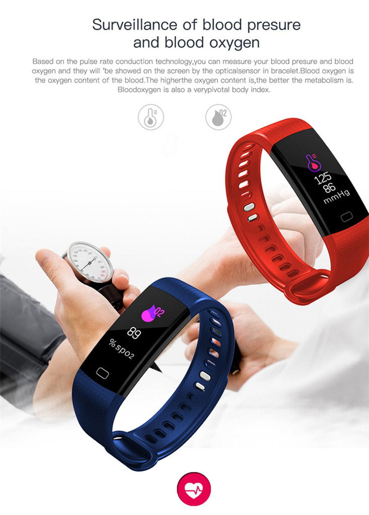 Y5 Multifunktionaler Aktivitäts-Tracker mit dunkelblauem Farbdisplay