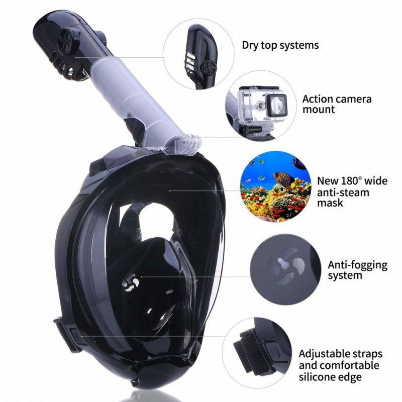 Full face diving mask and snorkel with GoPro mount Netsilla